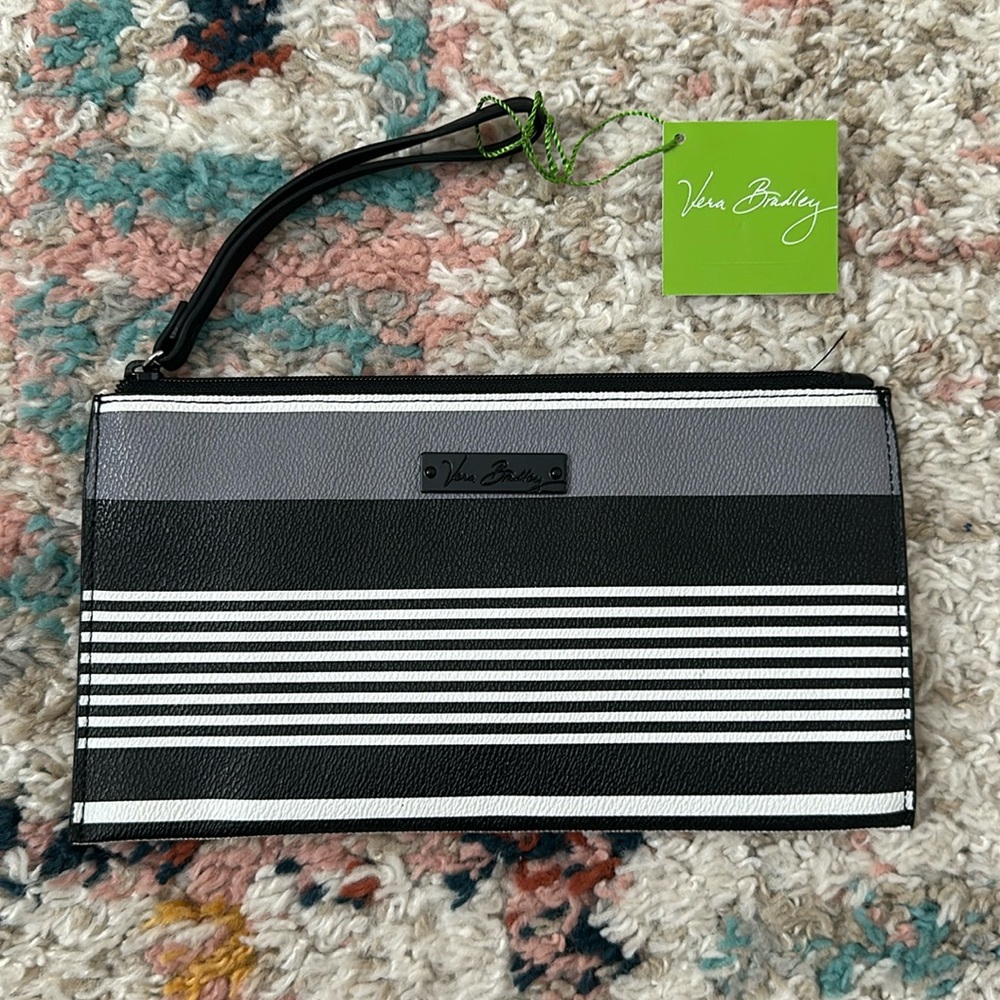 Vera Bradley Slim Zip Wristlet Midnight Stripe